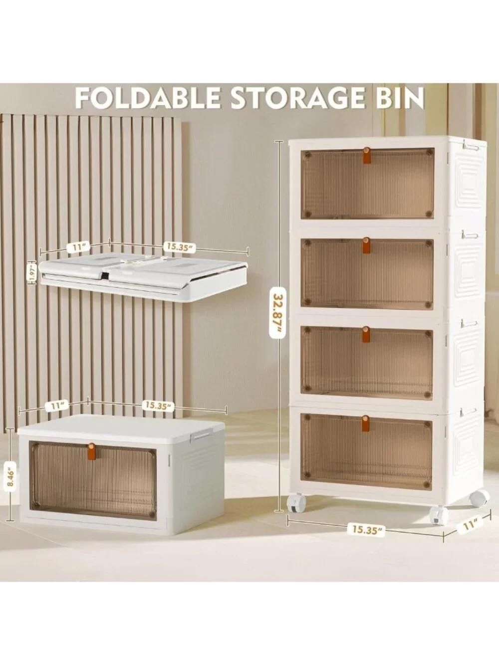 Stackable 4-Tier Plastic Storage Bins with Lid - 23QT Organizing Solution